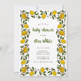 Lemons Cute ANPASSNINGSBAR QR-kod BABY SHOWER Inbjudningar