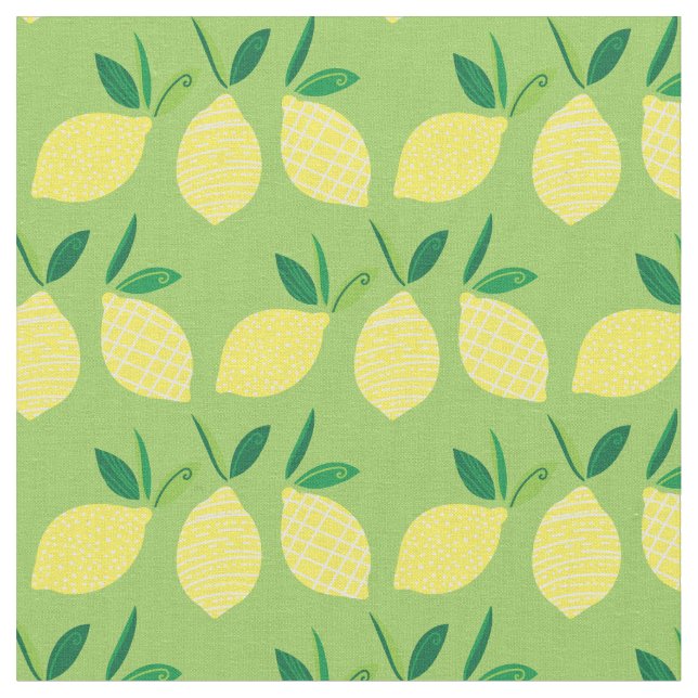 Lemons Cute Summer Fruit Tyg (Närbild)