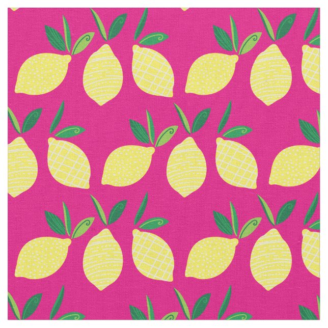 Lemons Cute Summer Fruit Tyg (Närbild)