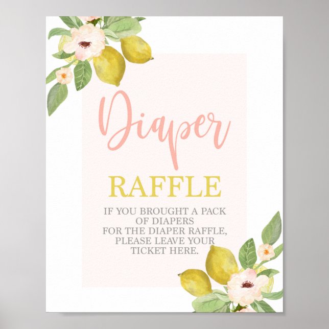 Lemons Diaper Raffle Shower-skylt Poster (Framsidan)