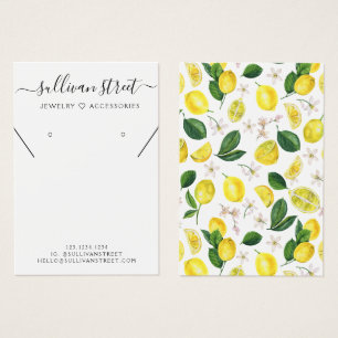 Lemons Earrings Necklace Visning Card Visitkort