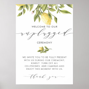Lemons Elegant Calligraphy Unplugged Ceremony Poster