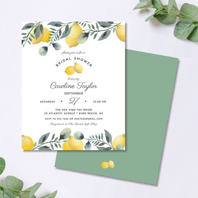 Lemons Eucalyptus Budget Inbjudningskort för möhip (Skapare uppladdad)
