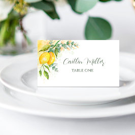 Lemons Eucalyptus och Gula blommor Placeringskort