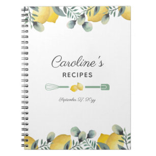 Lemons & Eucalyptus Recipe Cookbook Anteckningsbok