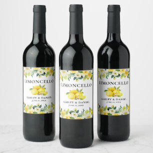 Lemons Floral Limoncello Wedding Bottle Label Vinflaska Etikett