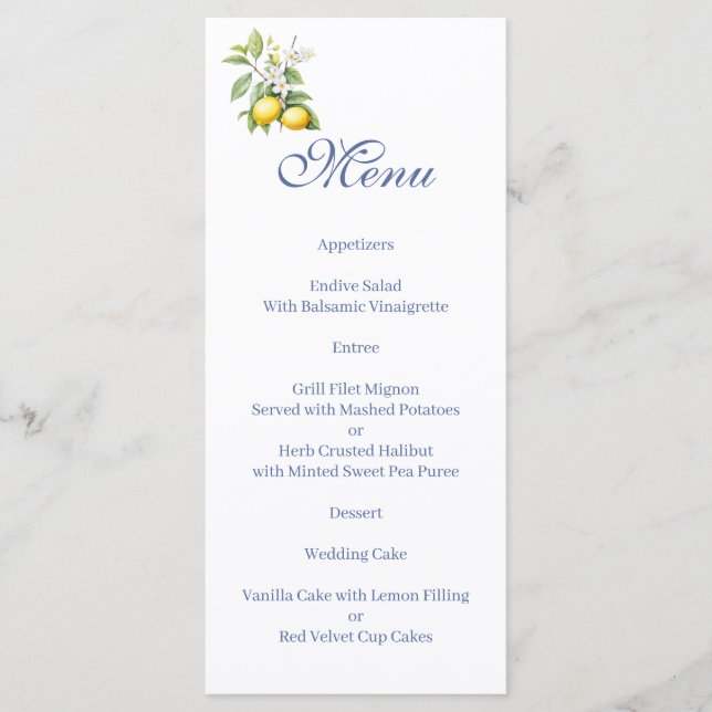 Lemons floral  Menu Meny (Framsida)