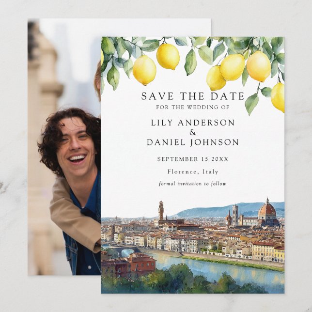 Lemons Florence Tuscany Italy Photo Wedding Spara Datumet (Fram/baksida)