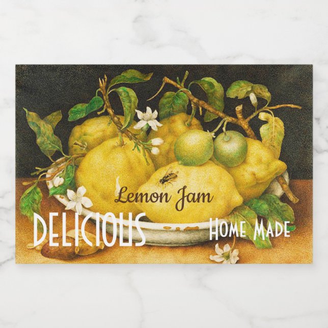 LEMONS FLOWERS LEMON SYLT BEVARAR CANNINGS CANNING MAT ETIKETTER (Singel etikett)