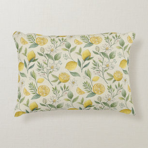 Lemons & Flowers Mönster accentfyllning Prydnadskudde