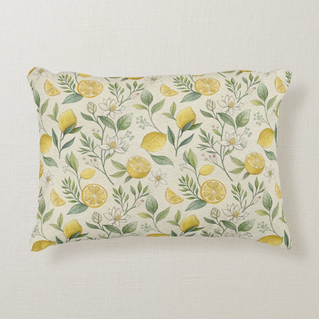 Lemons & Flowers Mönster accentfyllning Prydnadskudde (Framsidan)