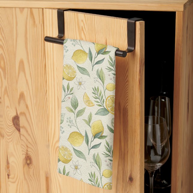 Lemons & Flowers Mönster Kitchen Towel Kökshandduk (Thirds Fold)