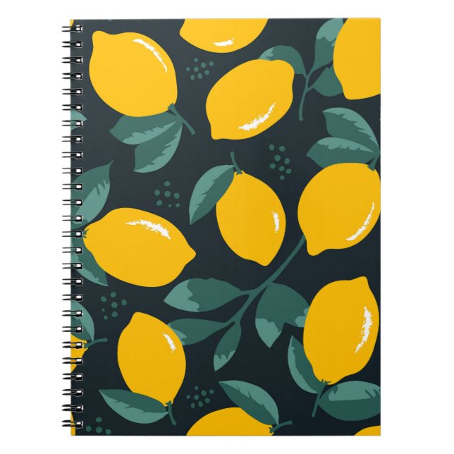 Lemons Flowers, Vintage Summer Struktur. Anteckningsbok (Framsidan)