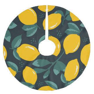 Lemons Flowers, Vintage Summer Struktur. Julgransmatta Borstad Polyester