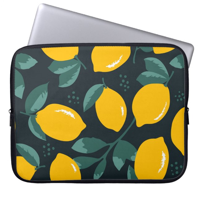 Lemons Flowers, Vintage Summer Struktur. Laptop Fodral (Framsidan)