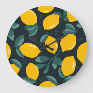 Lemons Flowers, Vintage Summer Struktur. Stor Klocka