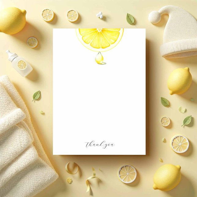 Lemons för vattenfärgsfärg, Gult Tack Kort (Lemon baby shower thank you card cute watercolor citrus art with a lemon drop)