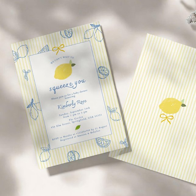 Lemons Förlossningsfestinbjudan: Handritad Citrus Inbjudningar (Skapare uppladdad)