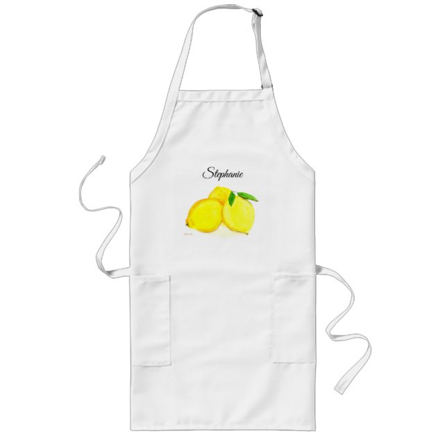 Lemons frus Sommarfärgad Anpassningsbar Long Apron Långt Förkläde (Framsidan)