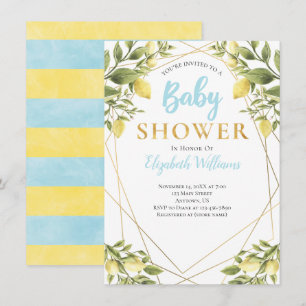 Lemons Geometric Ram Blue Boy Shower Inbjudningar