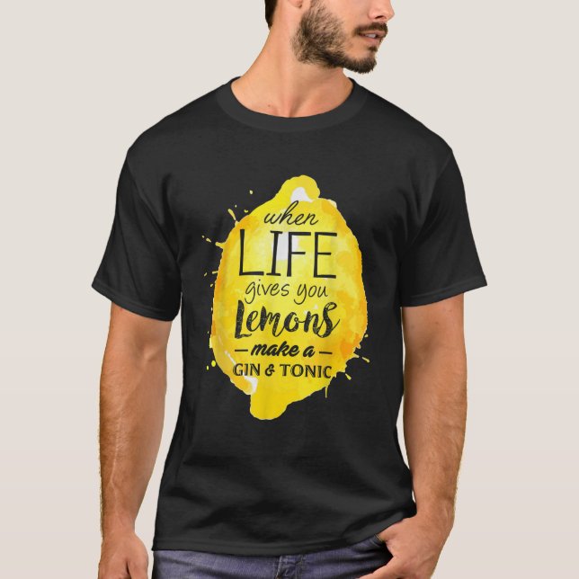 Lemons Gin Tonic Älskare Drinking Quote Gift M T Shirt (Framsida)