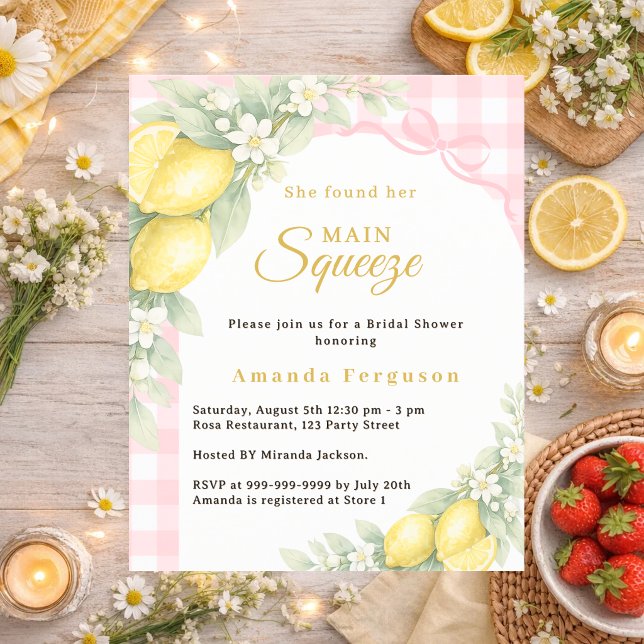 Lemons gingham squeeze Bridal Shower invitation (Skapare uppladdad)
