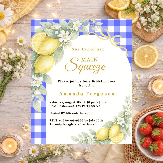 Lemons gingham squeeze Bridal Shower invitation (Skapare uppladdad)