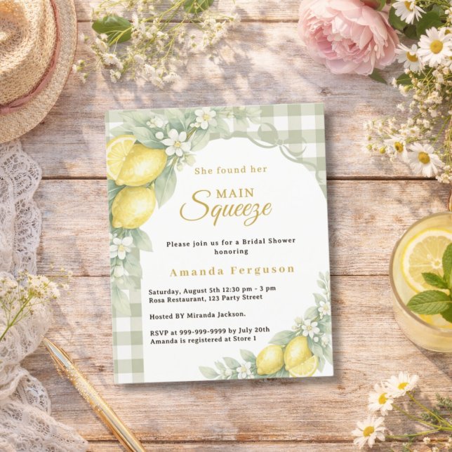 Lemons gingham squeeze Bridal Shower invitation (Skapare uppladdad)