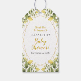 Lemons Greenery Baby Shower Presentetikett
