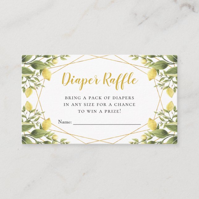 Lemons Greenery Baby Shower Raffle Tilläggskort (Framsida)