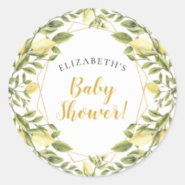 Lemons Greenery Baby Shower Runt Klistermärke