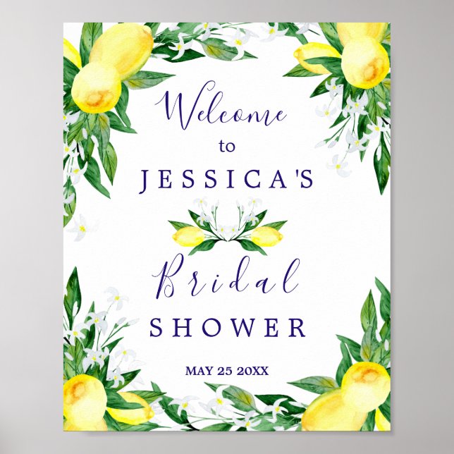 Lemons Greenery Blommar Möhippa Sign Poster (Framsidan)