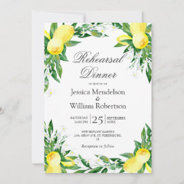 Lemons Greenery Blommar Rehearsal Middag Inbjudningar