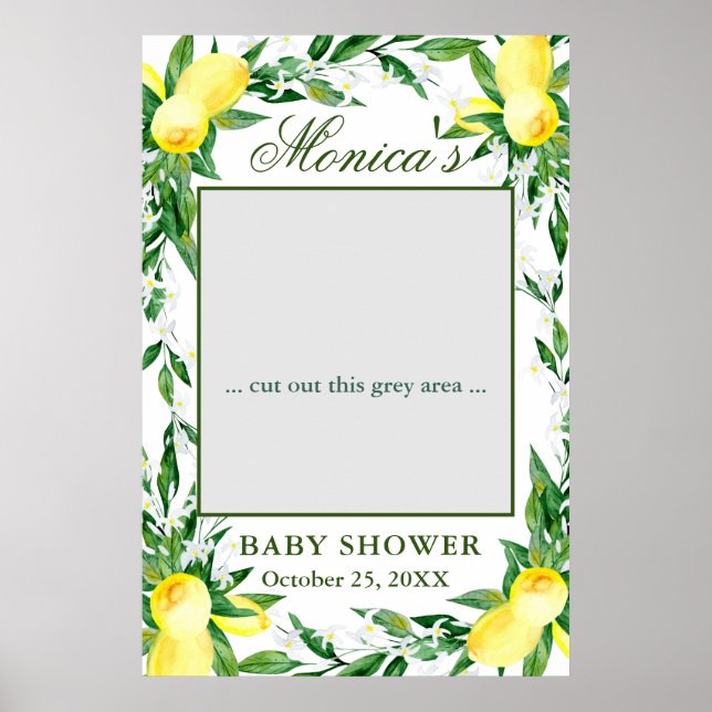 Lemons Greenery Blossom  Baby Shower Foto Rekvisit Poster (Framsidan)