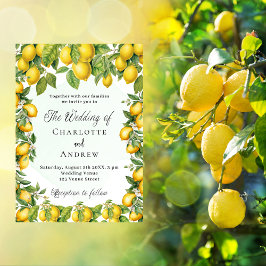 Lemons greenery elegant bröllop inbjudan vykort