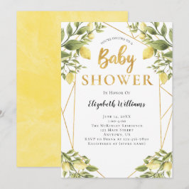 Lemons Greenery Geometric Ram Baby Shower Inbjudningar