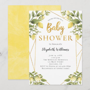 Lemons Greenery Geometric Ram Baby Shower Inbjudningar