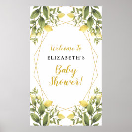 Lemons Greenery Geometric Ram Baby Shower-skylt Poster