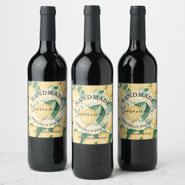Lemons Greenery Handgjorda  Vinflaska Etikett (Flaskor)