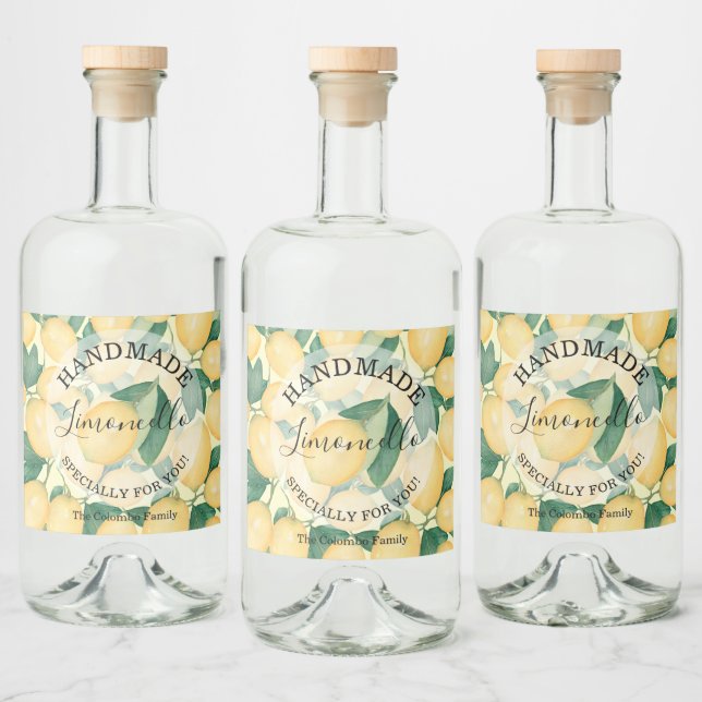 Lemons Greenery Handmade Limoncello Spritflaskor Etikett (Flaskor)