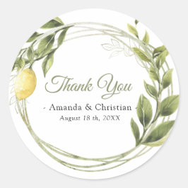Lemons Greenery Wandey Bröllop Tack Runt Klistermärke
