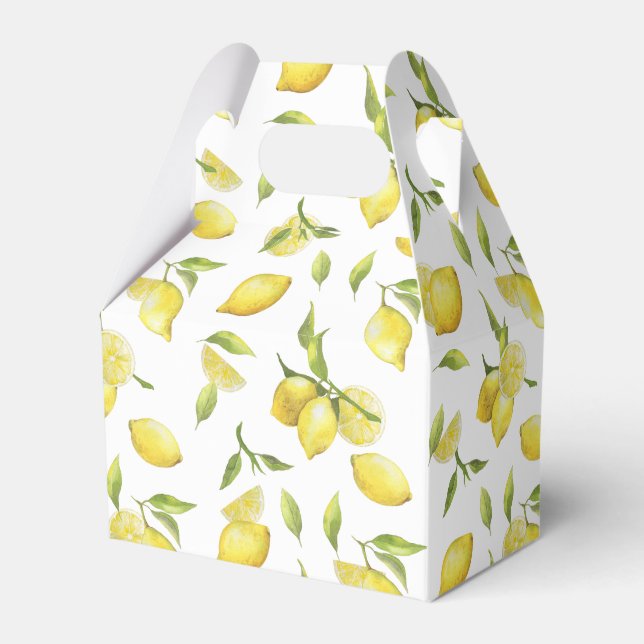 Lemons & Greenery Watercolor Gift Bröllop Presentaskar (Framsidan Sidan)