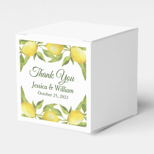 Lemons & Greenery Watercolor Gift Bröllop Presentaskar (Framsidan Sidan)