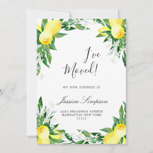 Lemons Grey Blommar Flytta Announcement Cards Meddelande