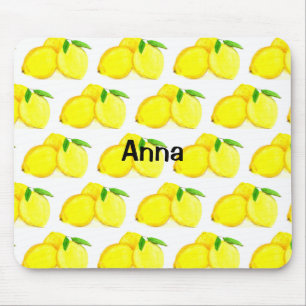 Lemons Gult Fruit Mönster Watercolor Musmatta