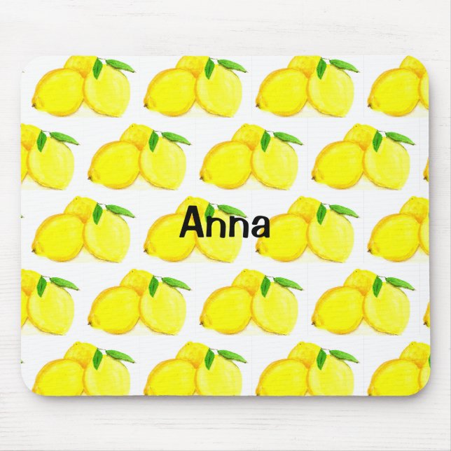 Lemons Gult Fruit Mönster Watercolor Musmatta (Framsidan)