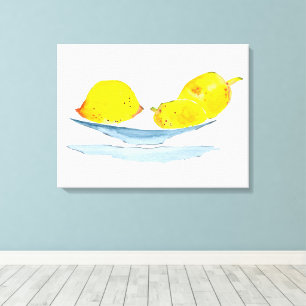Lemons gult frukt, vattenfärg canvastryck