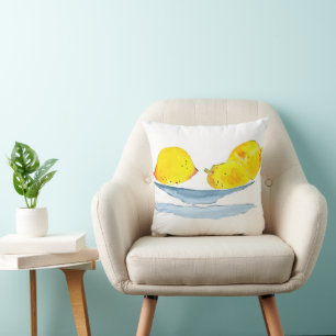 Lemons gult frukt, vattenfärg kudde