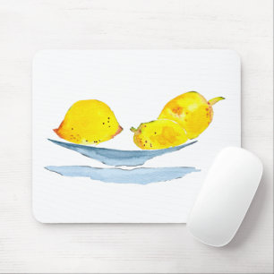Lemons gult frukt, vattenfärg musmatta