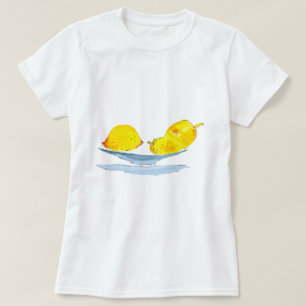 Lemons gult frukt, vattenfärg t shirt